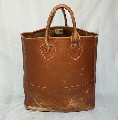 Vintage LL Bean All Leather Boat and Tote Bag Sawtooth Tag Large