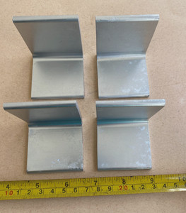 Lot, 4 pieces, Aluminum angle 1 1/2" x 2 1/2" x 3/16" thick x 2" long.