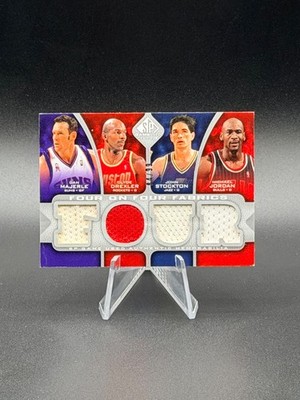 MICHAEL JORDAN STOCKTON DREXLER 2009-10 SP Game-Used 4on4 Game-Worn Patch 84/99