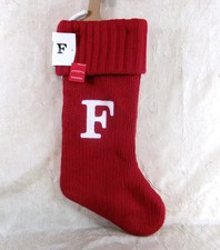 Initial F Red 18-inch Knit Christmas Holiday Stocking Wondershop Brand New