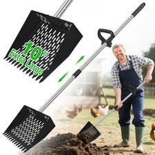 QWMSNUV 2-in-1 Chicken Poop Scooper  Rake - Adjustable Chicken Coop Scoop wi...