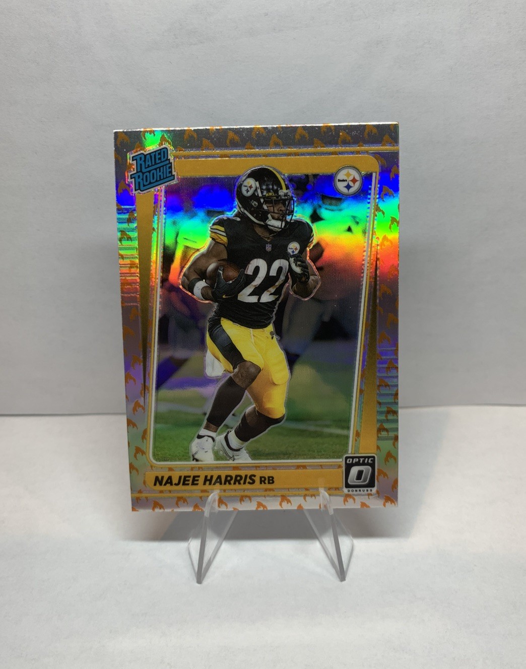 2021 Donruss Optic Rated Rookie Fire Emoji Prizm #213 Najee Harris RC Steelers