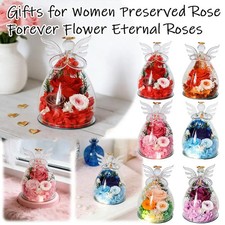 Preserved Rose Forever Flowers in Glass Angel Figurines Fresh Flowers for Women