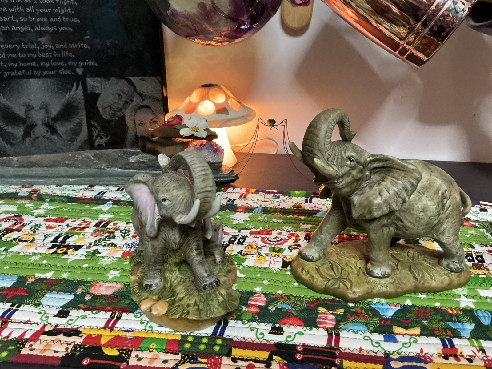 3 Vintage Mother Elephant with Baby Homco Figurine #1410 4.5" x 5.5" Porcelain