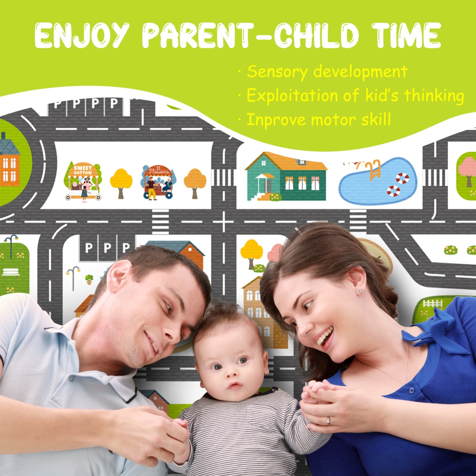 Kids Rug Car Rug,Kids Paly Rug,31"x 47" Kids Carpet with Roads,Washable Non-Slip