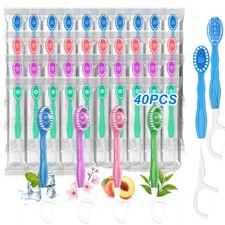 40 Pack 5-in-1 Disposable Toothbrushes with Toothpaste, Travel Toothbrush Set...