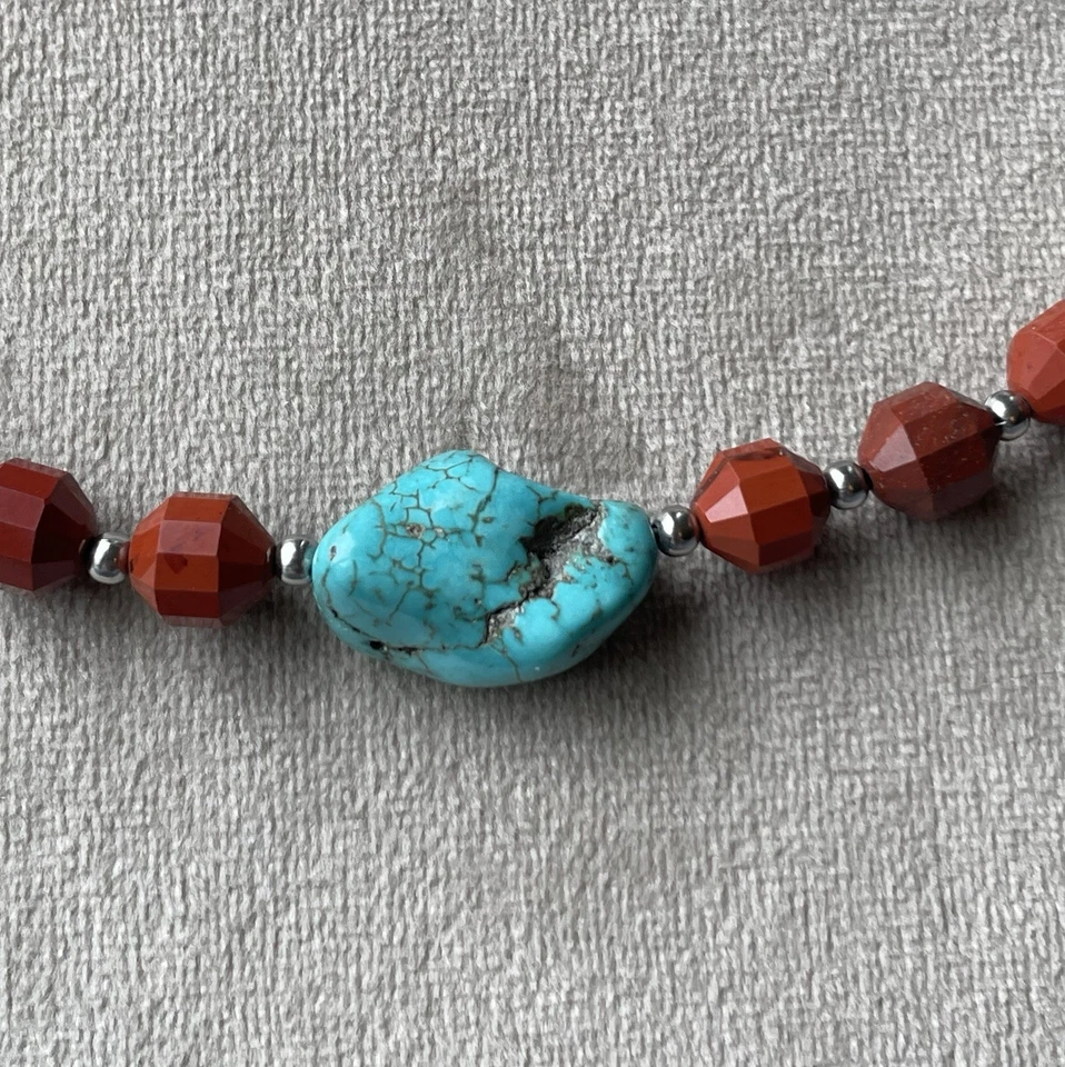 "Collar unisex de cuentas de chakra de piedras preciosas multicolor 17"" hecho a mano" Foto 3 de 4