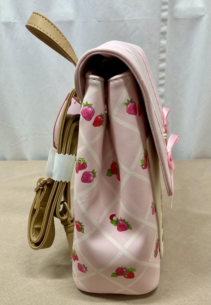 The World Of Strawberry Shortcake Pink Ribbon Mini Backpack Strawberry Shortcake Mini Backpack Pink Lace Bow Kawaii  main image 3