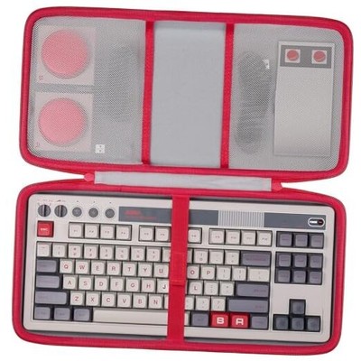  Hard Travel White Case and Red Zipper Case for 8BitDo Retro 87 Keys Keyboard