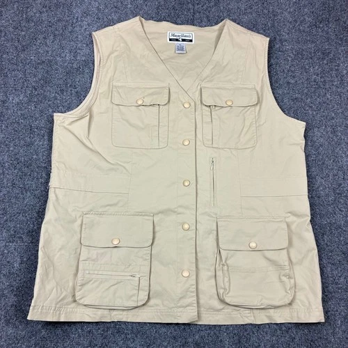 Magellans Travel Gear Utility Vest Khaki Tan Multi Pocket Size XL Fishing Safari - product listing photo