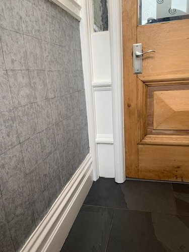 Slate Grey Tile On A Roll Wallpaper - Washable Vinyl - Kitchen Bathroom 51161819 - Afbeelding 1 van 2