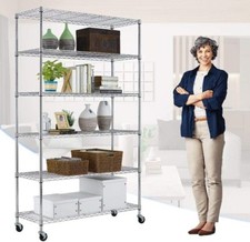 6 Tier Wire Shelving Unit Adjustable NSF Heavy Duty Metal Shelf Rack 18  x48  x82  