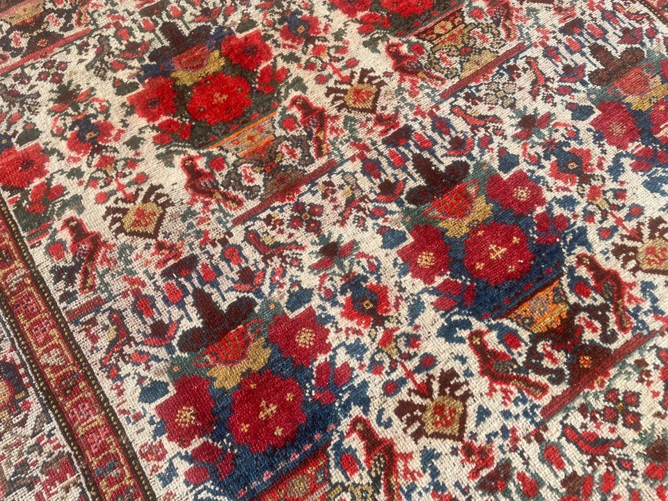 exceptional antique Malayer Persian rug Zili Sultan tapis persan teppich flowers - Photo 3/4