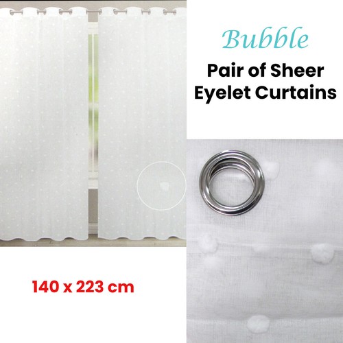 Par de cortinas transparentes para ojales blancas burbuja 140 x 223 cm cada una - Imagen 2 de 2