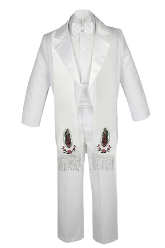 6pc Baby Toddler Kid Teen Boy Formal Baptism Tail White Tuxedo Suit Stole S-20 - Picture 7 of 7