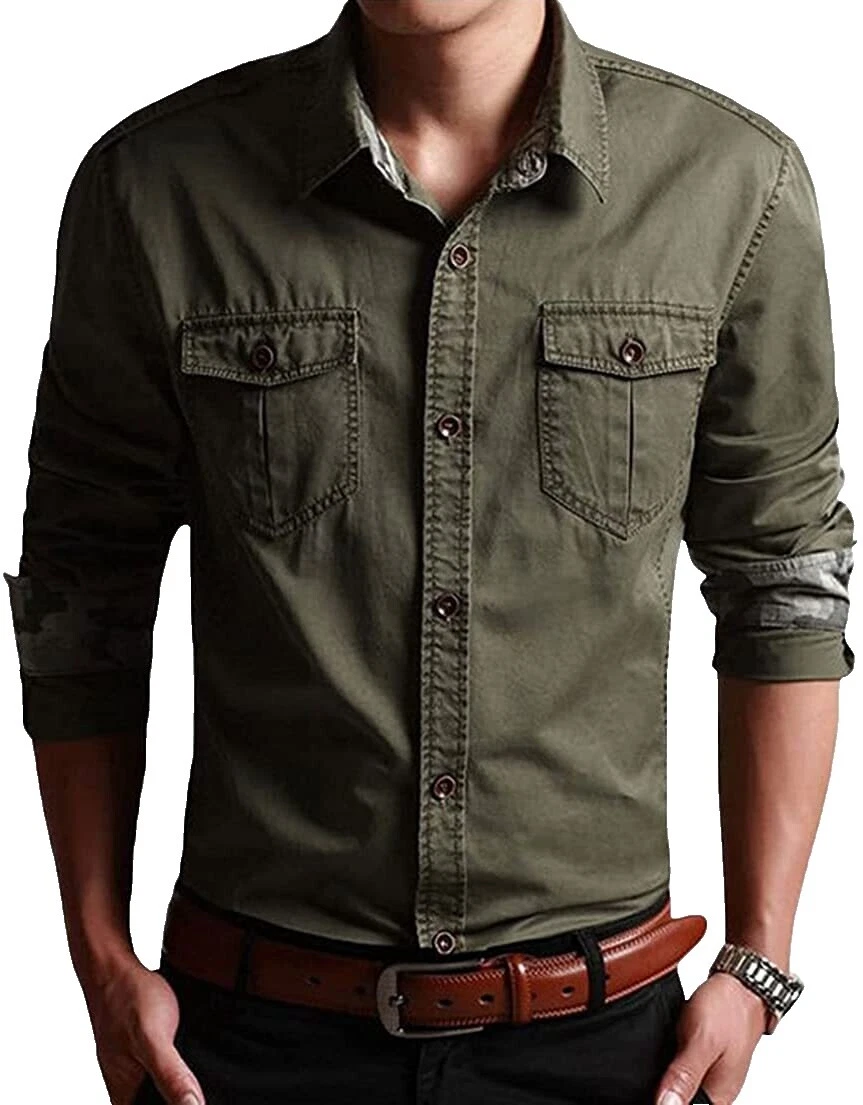 Retro Casual Button-Down Shirts for Men