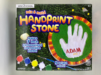 Handprint Stone Mix & Mold Makes 7  Personalized Impression Stone Factory Sealed