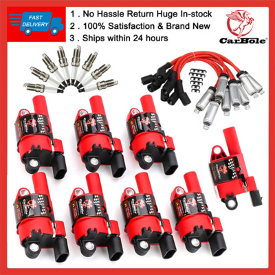 Unique 8X Ignition Coil+Wires+Platinum Spark Plug For Chevrolet 1500 2500 3500