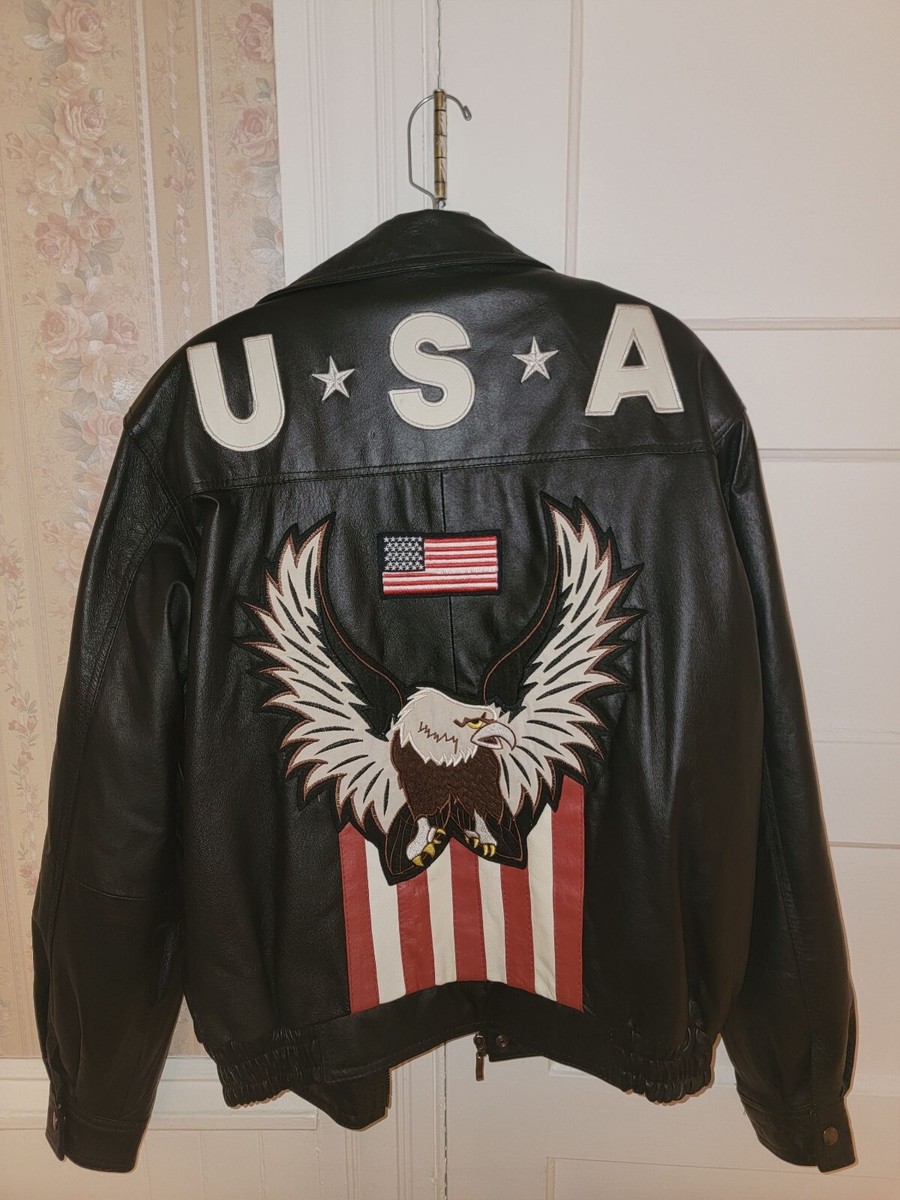 Mens vintage Michael Michelle black leather bomber biker  display picture 1