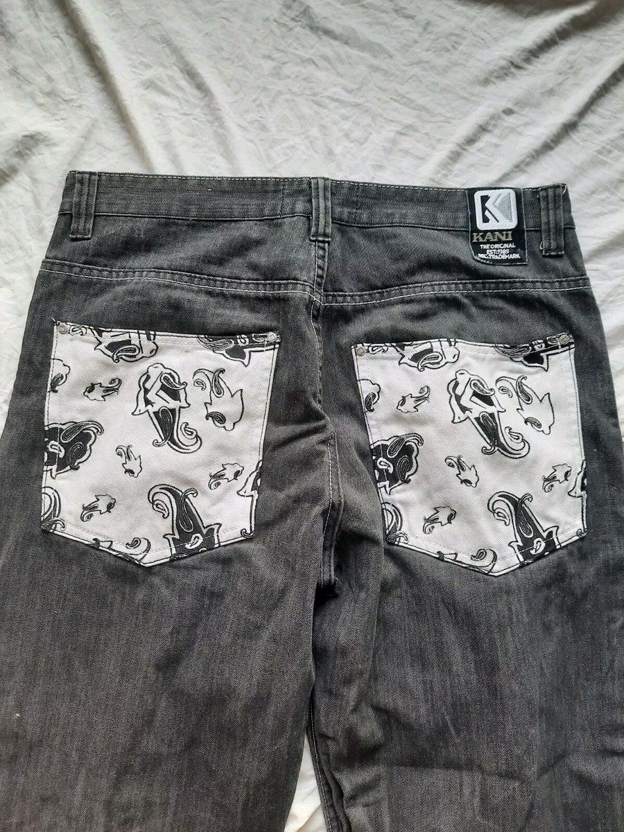VTG 90s Hip Hop Karl Kani Baggy Denim Jeans 38x34 black