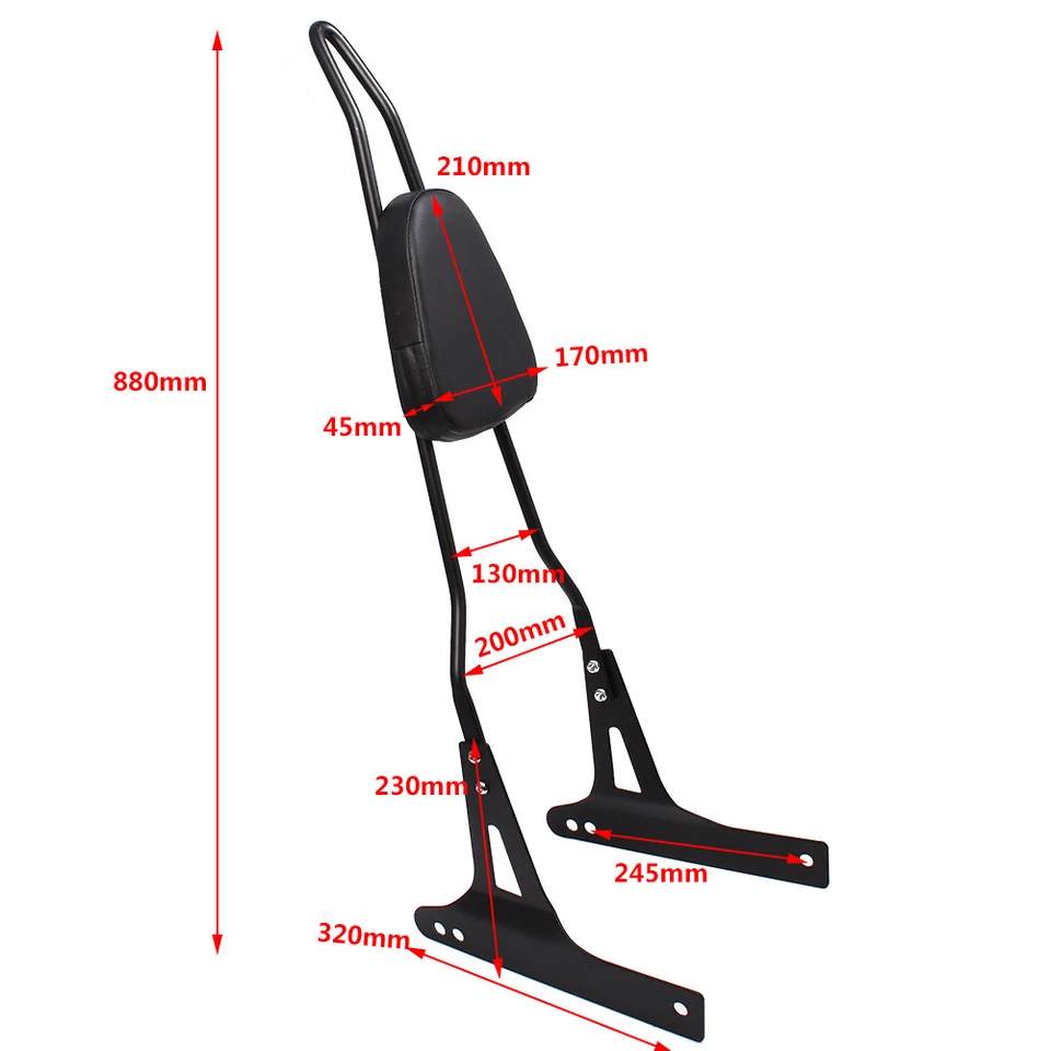Detachable Backrest Sissy Bar W/ Pad for 06-17 Harley Davidson Dyna Street FXDB — 第 3/4 张图片