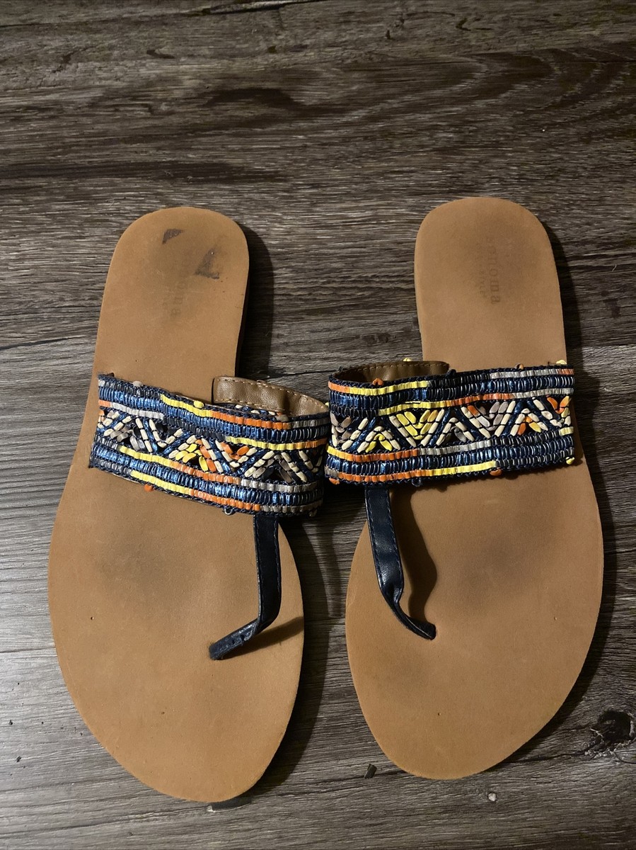 sonoma slip on flip flop sandals blue size 7 | eBay
