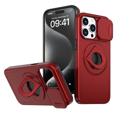 For iPhone16 Pro Max 15 Magnetic Case with sliding lens Cover + Screen Protector