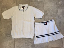 New Movetes 2pc White Knit Skort And Polo Shirt Set Tennis Golf Tenniscore Sz XL