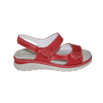 Suave,rote Damenledersandale,Weite G Gr.37 - 40