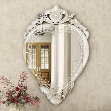 SHYFOY 37 x 25” Decorative Wall Mounted Mirror, Heart Shape Venetian Mirror