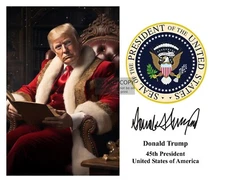 PRESIDENT DONALD TRUMP AS SANTA CLAUS CHRISTMAS PRESIDENTIAL SEAL 8X10 AI PHOTO