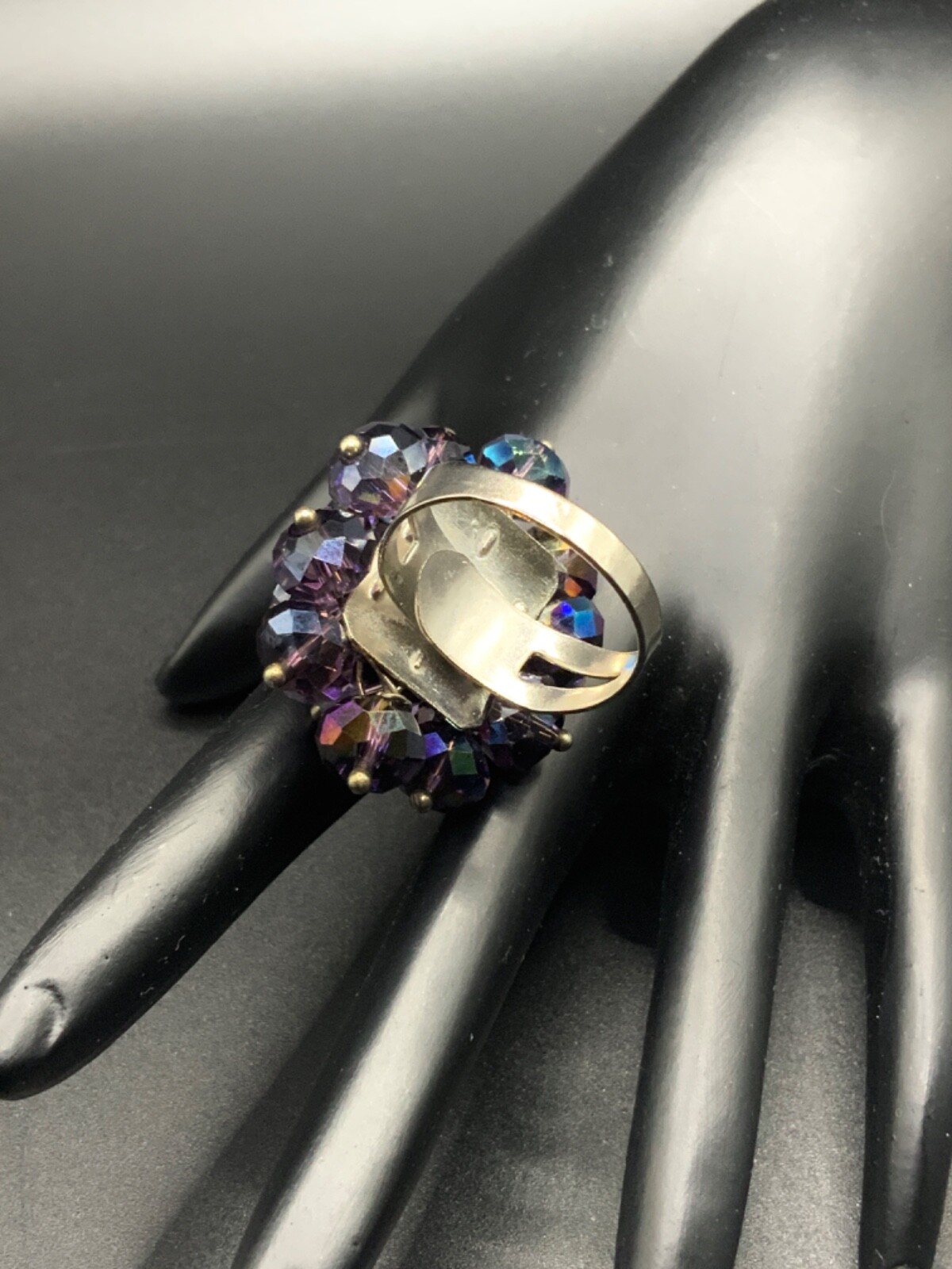 Cluster Ring adjustable Crystal Aura Amethyst shi… - image 5