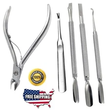 CUTICLE NIPPER PUSHER INGROWN TOENAIL LIFTER  PEDICURE NAIL CARE TOOLS (5 PC)