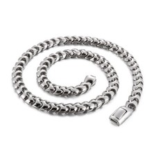Mens 316L Stainless Steel Smooth Bone Link Chain Necklace Biker Casting 9mm 24''
