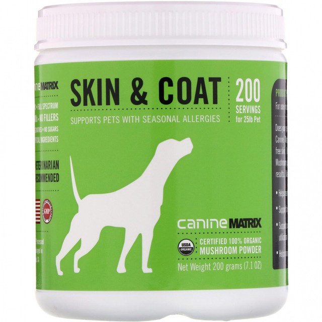 Canine Matrix Skin & Coat Mushroom Supplement for Dogs 200 Grams for