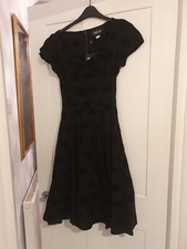 Collectif London Mimi Velvet Black Cat Doll Dress Brand New Tagged Size 8 Gothic