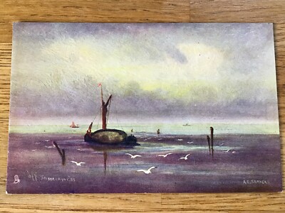 Aquarette Biesen, Meereslandschaft, A.E Sander, strukturierte Vintage Postkarte B625