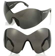 BALENCIAGA Demna Kim 0180 Black Fashion Mask Futuristic Sunglasses BB0180S 001