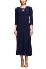 Authentic Alex Evenings 135372 Dress-Color: Navy -Size: 16- MOB Dress