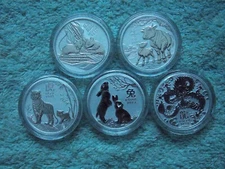2020 to 2024 Australian Silver Lunar Series III 1/2 ounce (5 coin set)