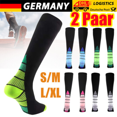2 Paar Kompressionsstrümpfe Stützstrümpfe Laufsocken Herren Damen Sports socken