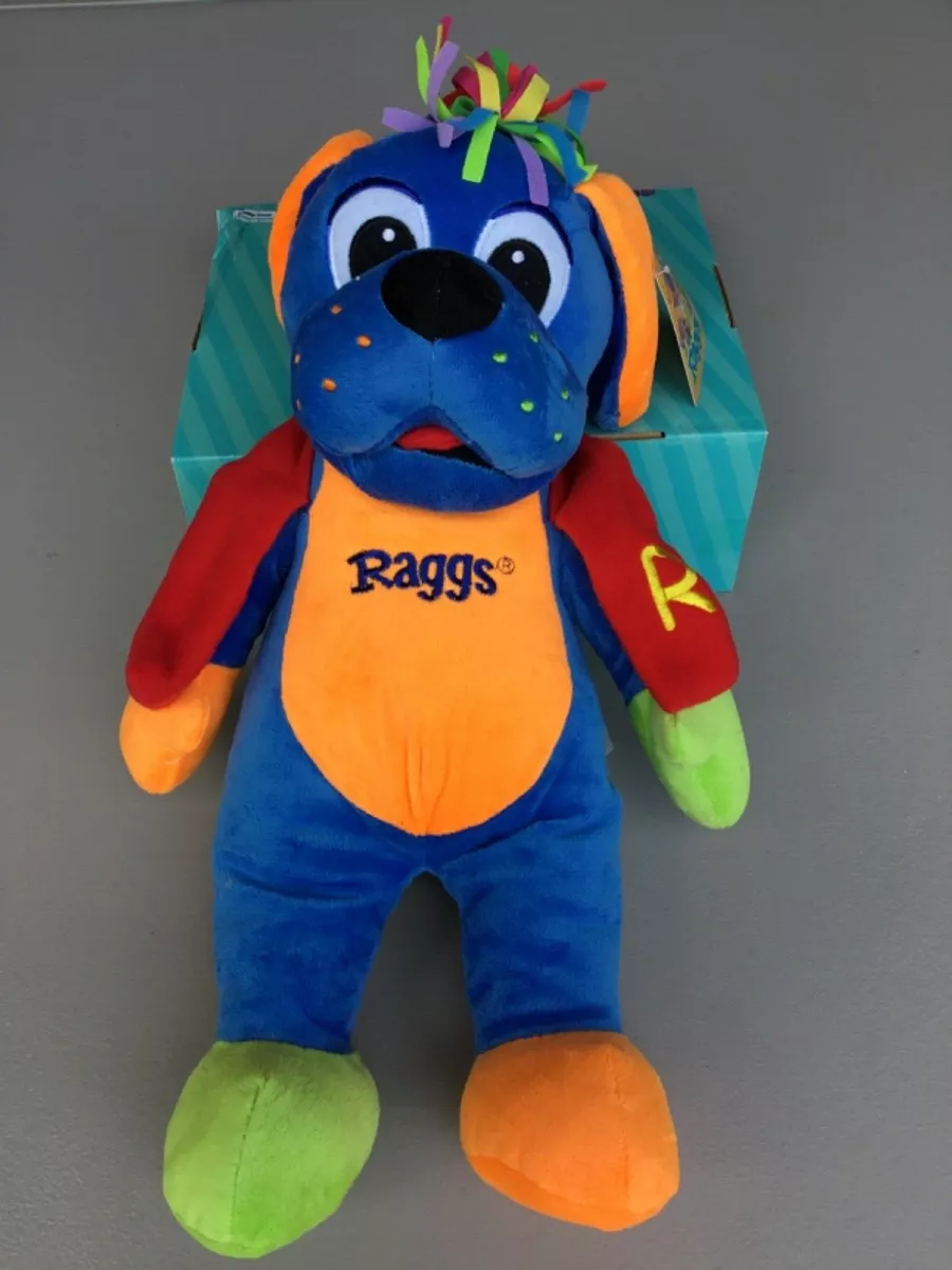 NWT Raggs 12” Plush Dog With Custom Hangtag Blue w/ Multi #44U