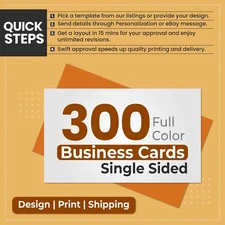 300 Custom Full Color Business Cards Printing FREE DESIGN & FREE SHIPPING 1 Side