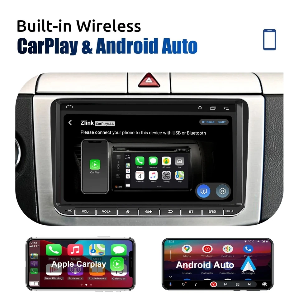 4-64VOLKSWAGEN VW TRANSPORTER CarPlay Auto Stereo Radio Android Head Unit CAM - Image 4 of 4