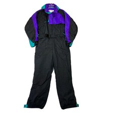 Columbia One Piece Snow Suit Apres Ski Bib Snowsuit vtg 80s 90s Mens M Black