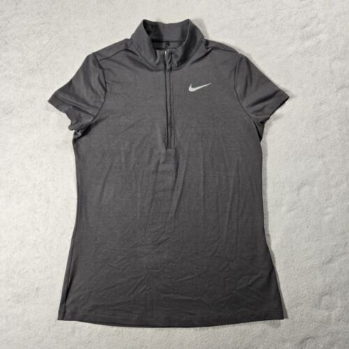 Nike Golf Dri Fit Women's Zip Polo Mock Neck Shirt Gray Size Medium Stretch