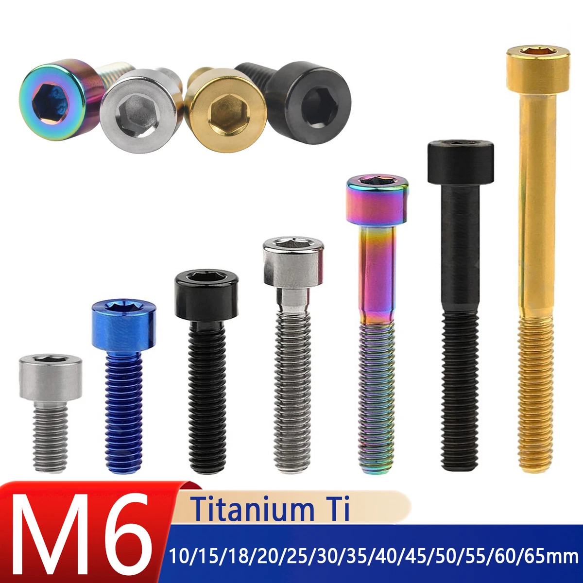 Titanschrauben M6 Torx Flansch Sechskant Motorräder 10 15 20 25 30 35 40 45 50mm