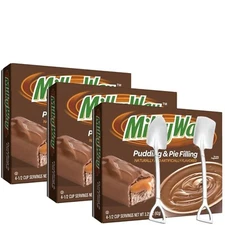 MILKY WAY Pudding 3.25 oz Box (3-Pack) with Mini Shovel Spoons (Milk Chocolate)