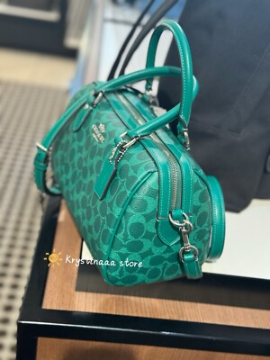 NWT Coach Rowan Satchel Bag In Signature Canvas Bright Jade Green NWT Coach Rowan Satchel Bag In Signature Canvas Bright Jade Green