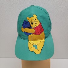 Vintage Disney Store Winnie The Pooh Embroidered Snapback Blue Green Hat Cap